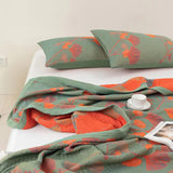 Ginkgo Orange Leaf Floral Pattern Coverlet