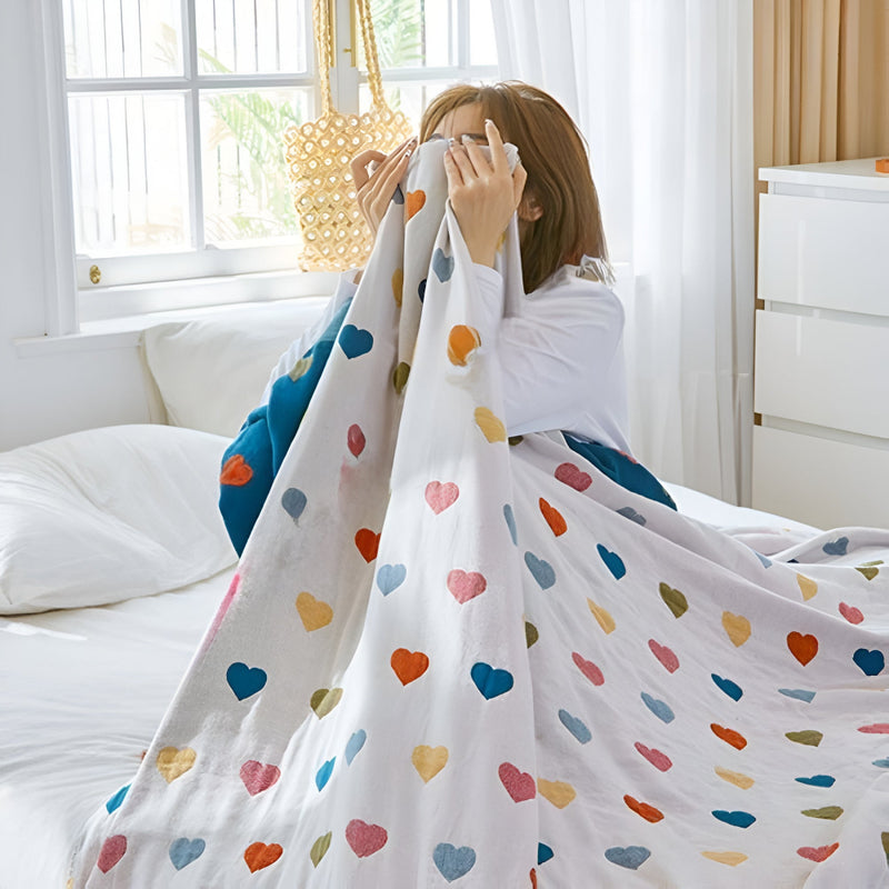 Whimsical Hearts Reversible Cotton Blanket