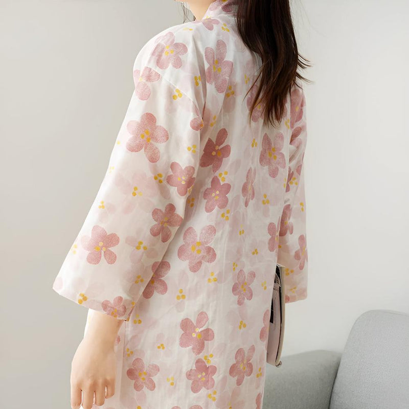 Women's Floral Pattern Cotton Bathrobe