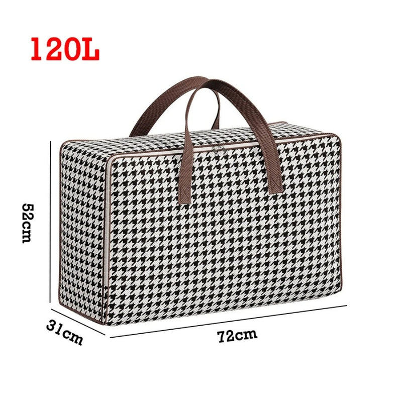 Durable Large Capacity Houndstooth Storage Suitcase