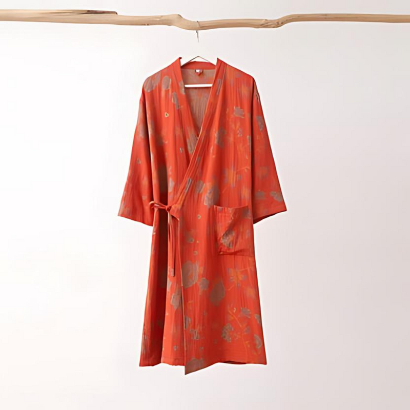 V-Neck Floral Jacquard Bathrobe