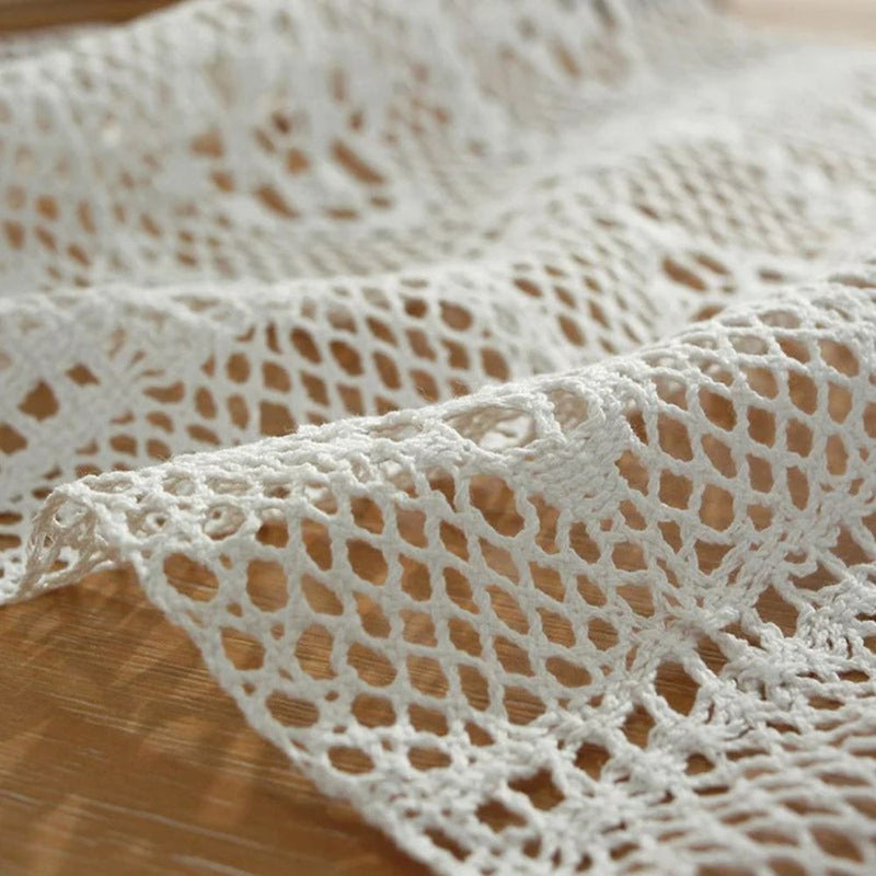 Lace Crochet Tassel Table Runner