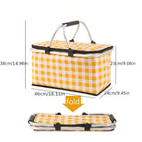 Foldable Checkered Picnic Basket