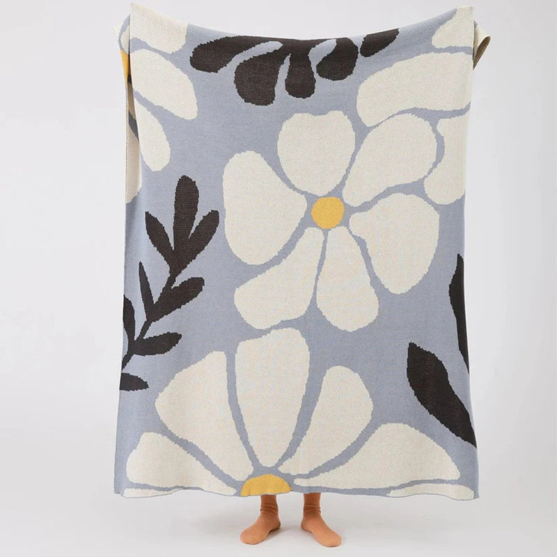 Scandinavian Bold Floral Print Blanket