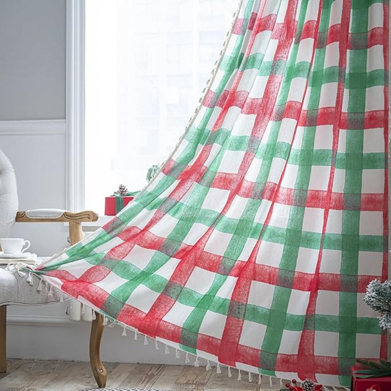 Merry & Bright Plaid Semi-Shading Curtain