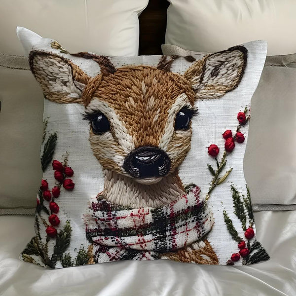 Charming Christmas Reindeer Cushion Cover