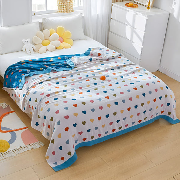 Whimsical Hearts Reversible Cotton Blanket