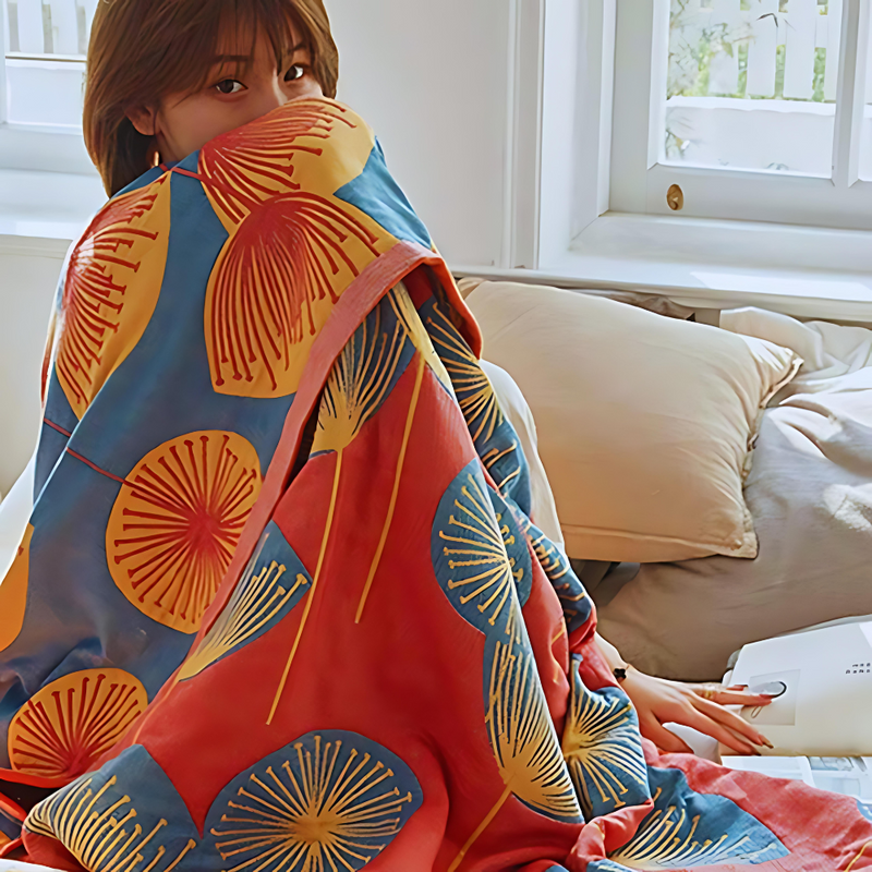 Floral Dandelion Cotton Blanket