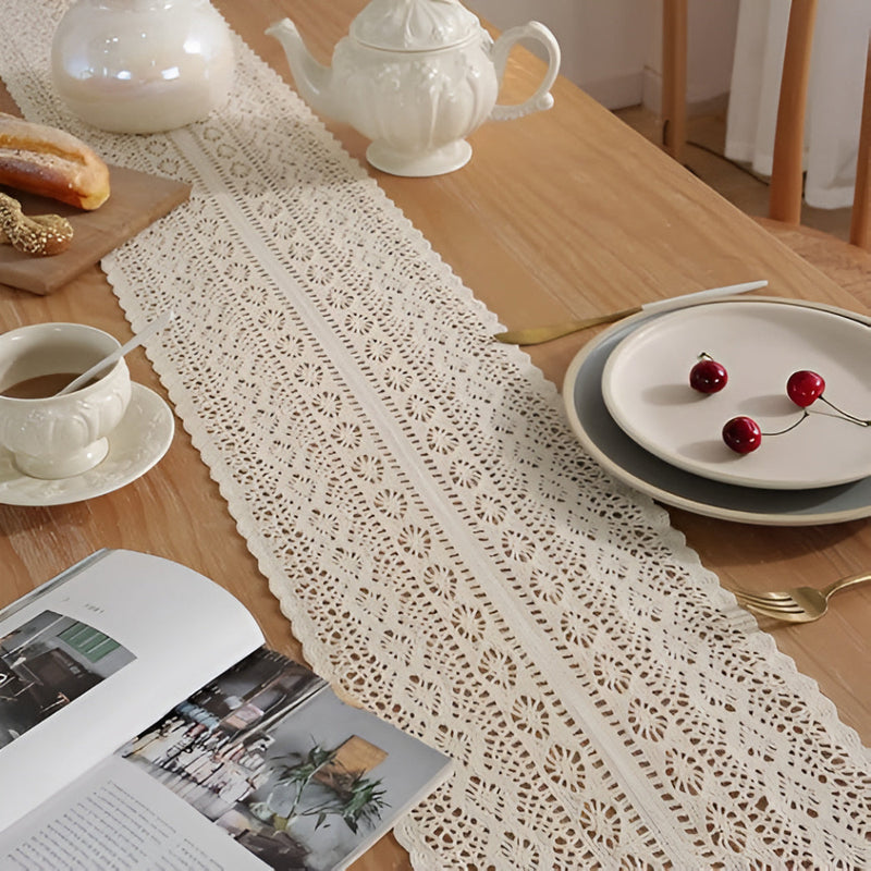 Rustic Crochet Bloom Table Runner