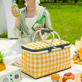 Foldable Checkered Picnic Basket