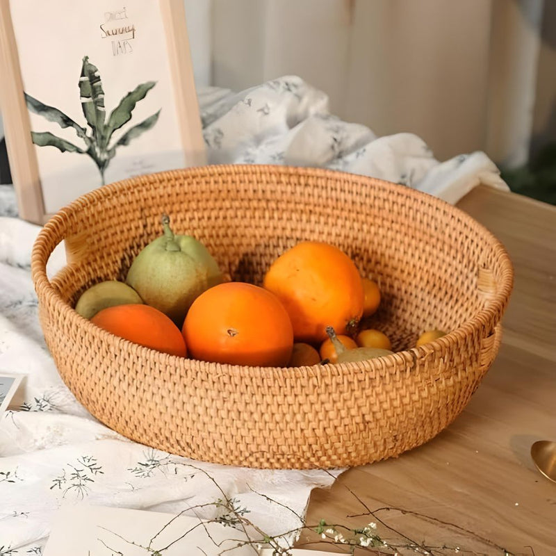 Artisanal Woven Rattan Oval Tray