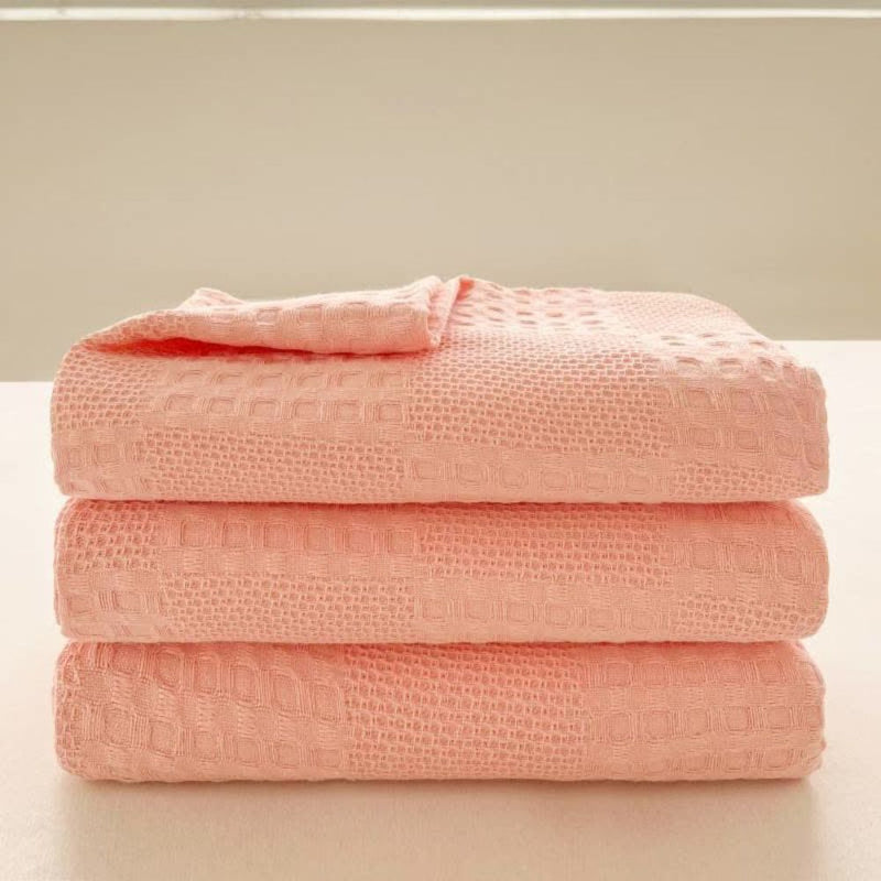 Blush Waffle Checkered Blanket