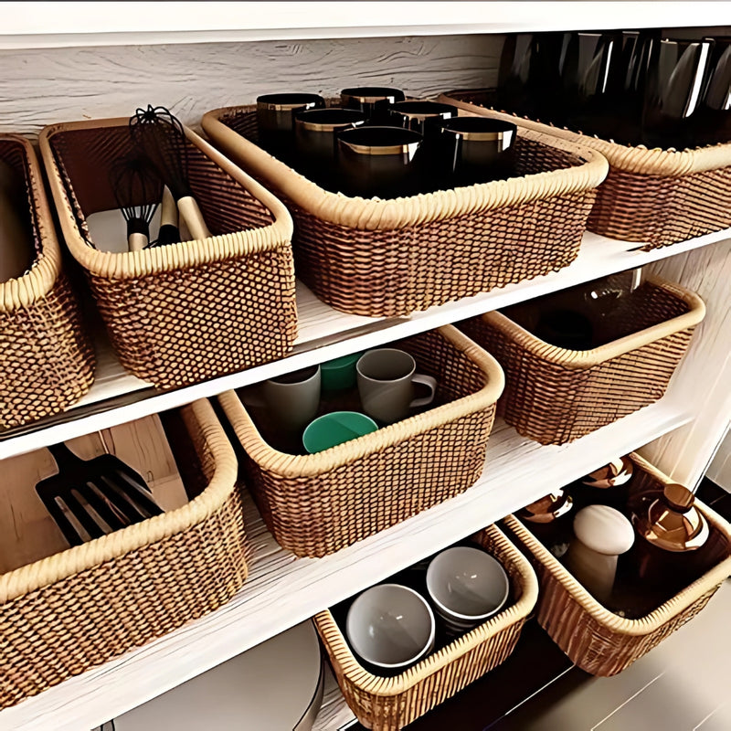 Artisan Rectangular Rattan Storage Basket