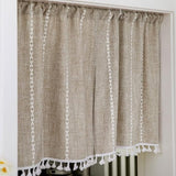 Boho Cotton Linen Kitchen Curtains