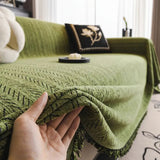 Herringbone Chenille Tassels Sofa Cover