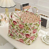 Delicate Floral Canvas Storage Basket