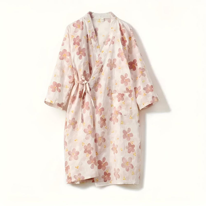 Women's Floral Pattern Cotton Bathrobe