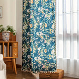 Navy Floral Tassel Curtains