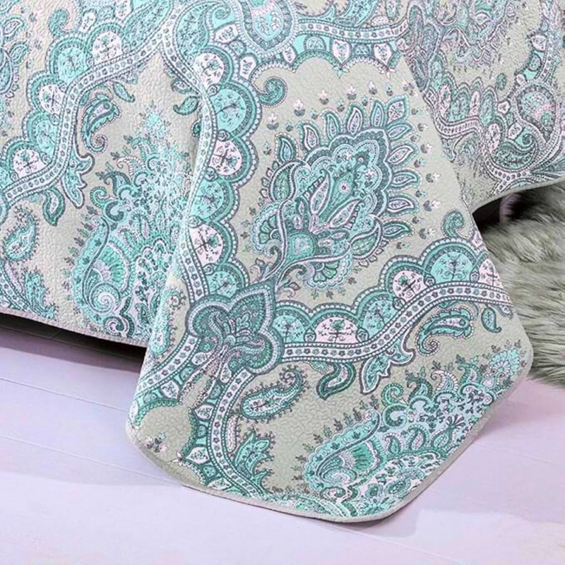 Paisley Aqua Teal Coverlet Set