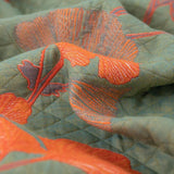 Ginkgo Orange Leaf Floral Pattern Coverlet