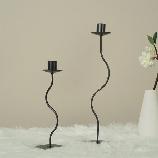 Sculpted Wavy Iron Candle Holder