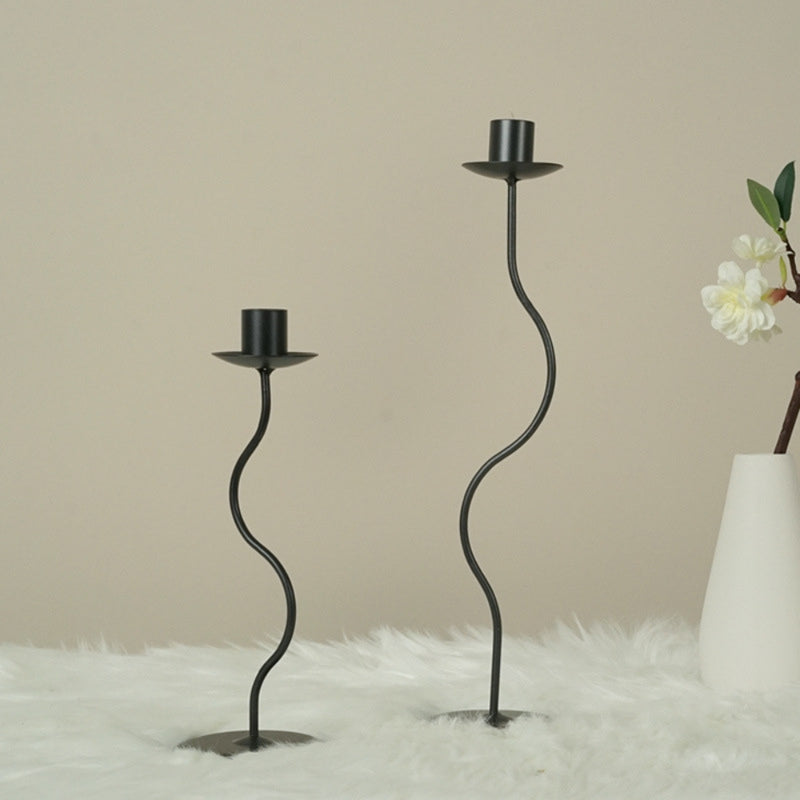 Sculpted Wavy Iron Candle Holder