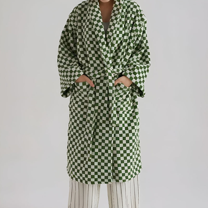 Cloud Weave Checkerboard Bathrobe