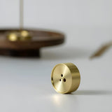 Round Wood and Copper Incense Holder