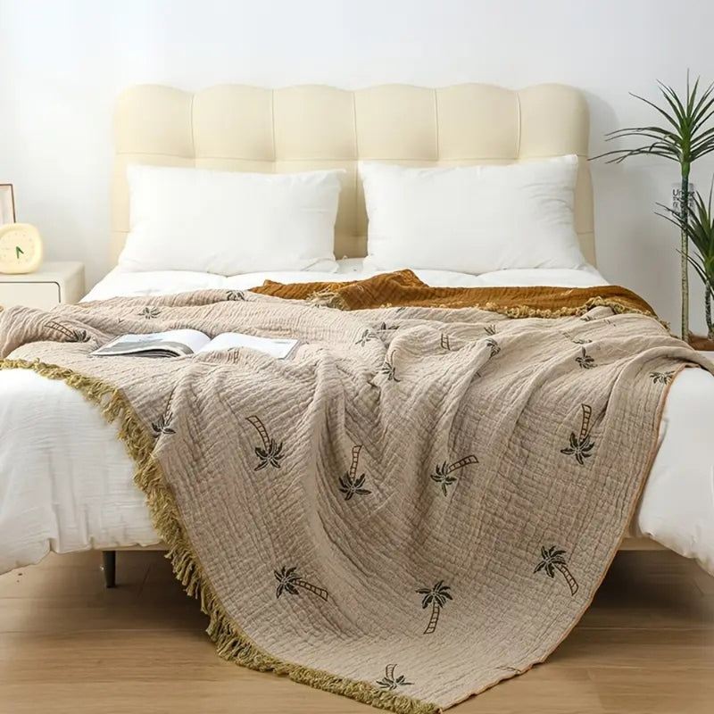 Island Escape Coconut Tree Tassel Blanket