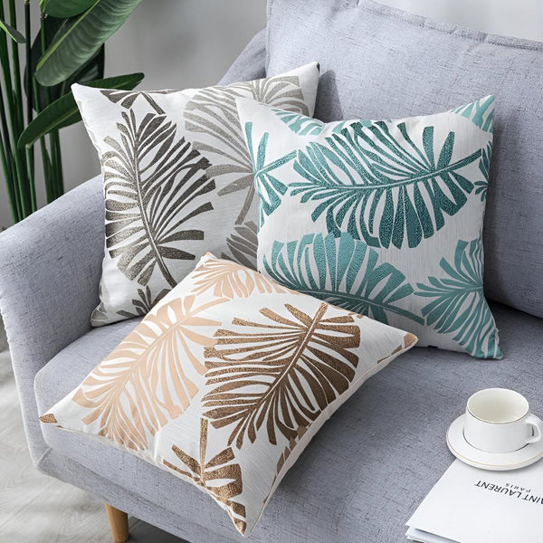 Metallic Foliage Cushion Cover