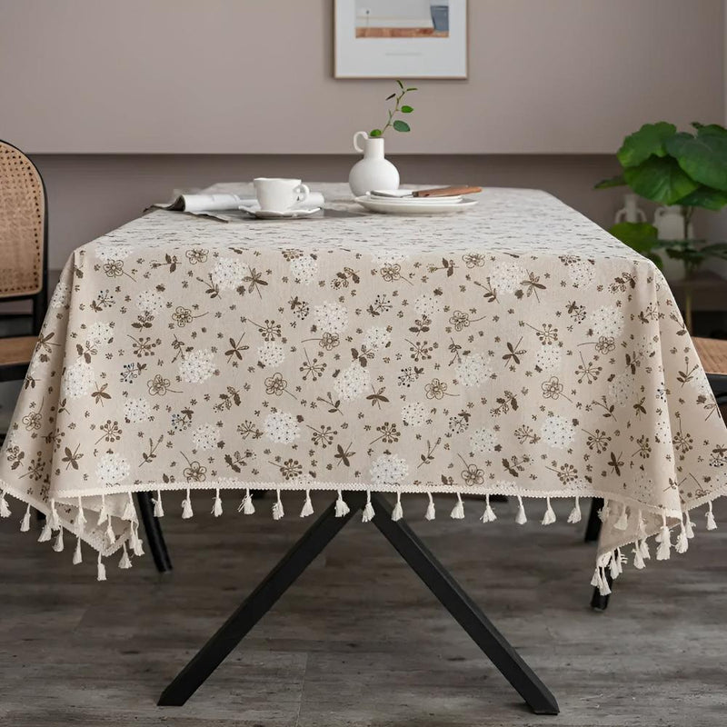 Dandelion Beige Tassel Tablecloth