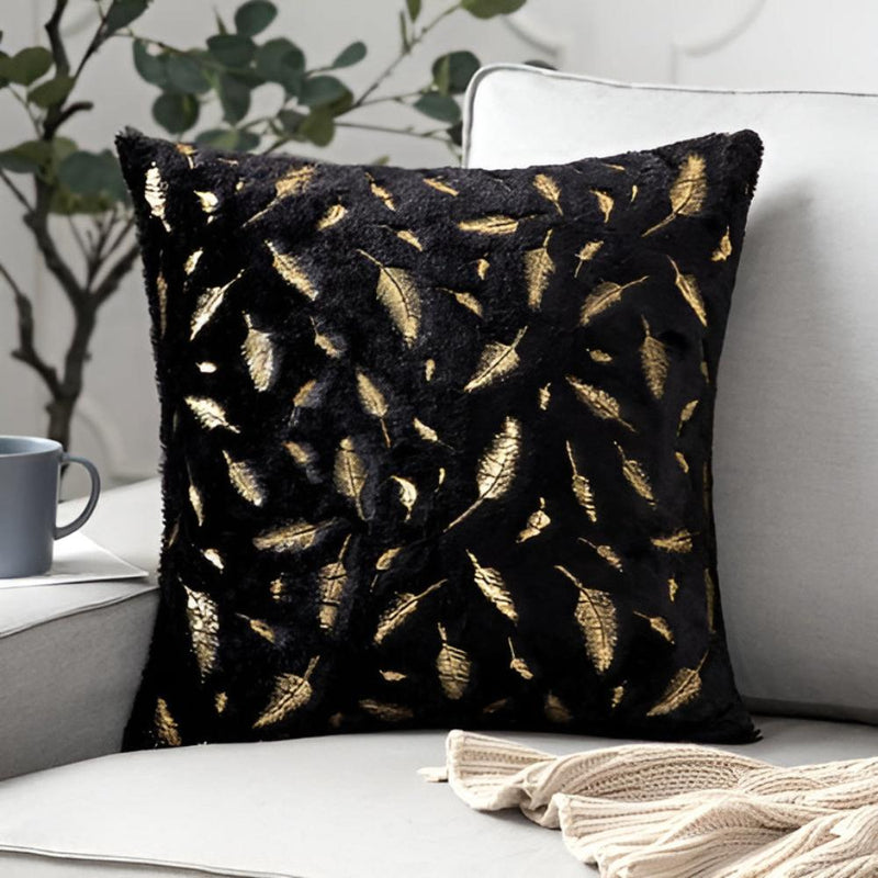 Golden Leaf Velvet Cushion Covers