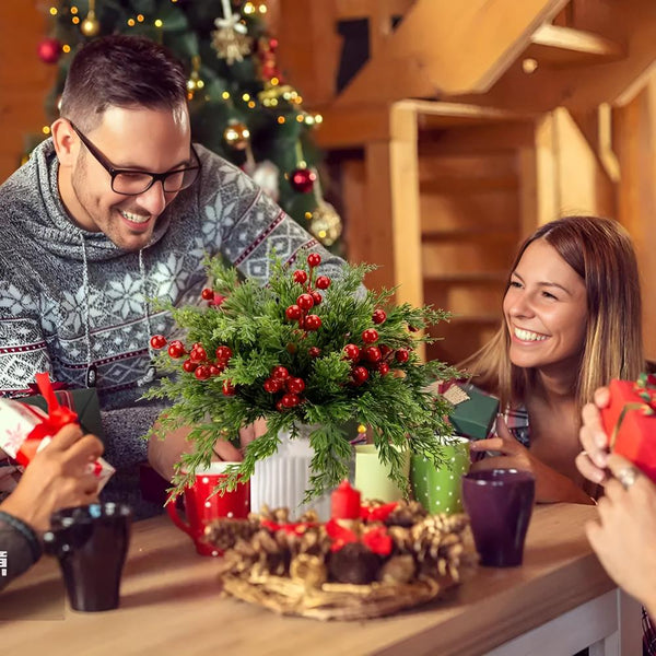 Artificial Pine Branches with Red Berries