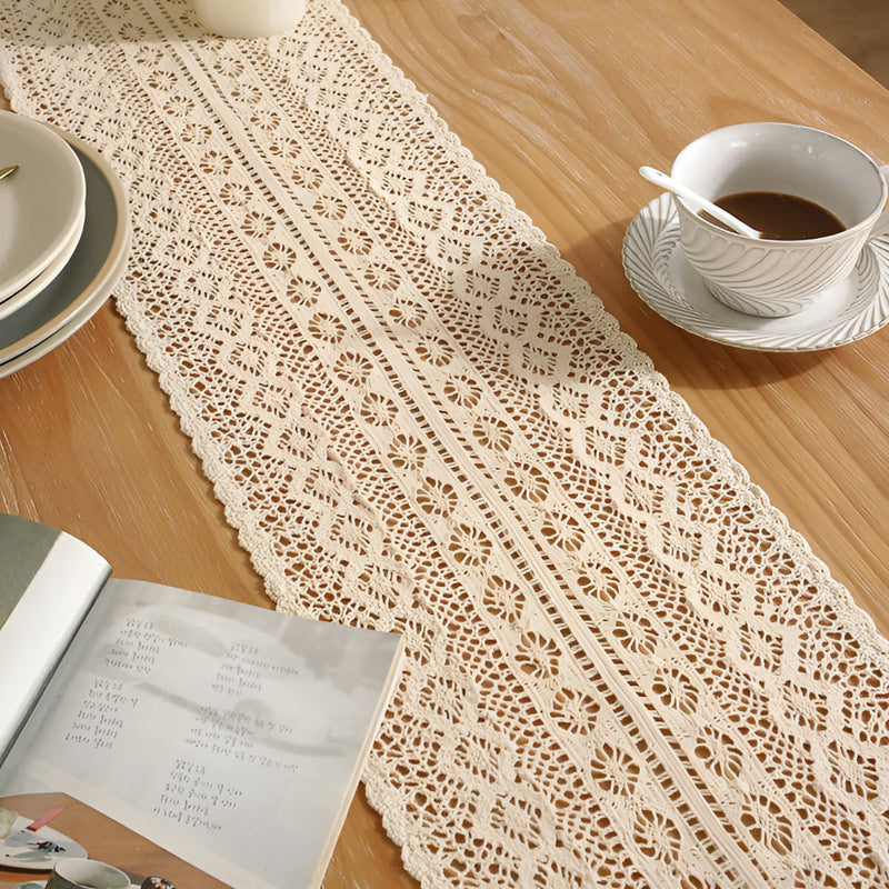 Rustic Crochet Bloom Table Runner