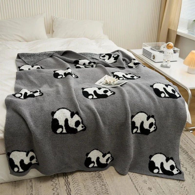 Kawaii Panda Knitted Blanket