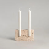 Dual Travertine Taper Candle Holder