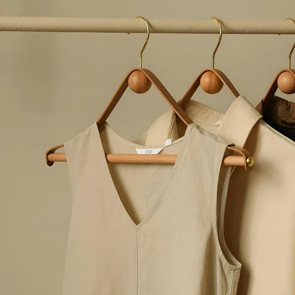 Modern Vintage Leather Wood Clothes Hanger