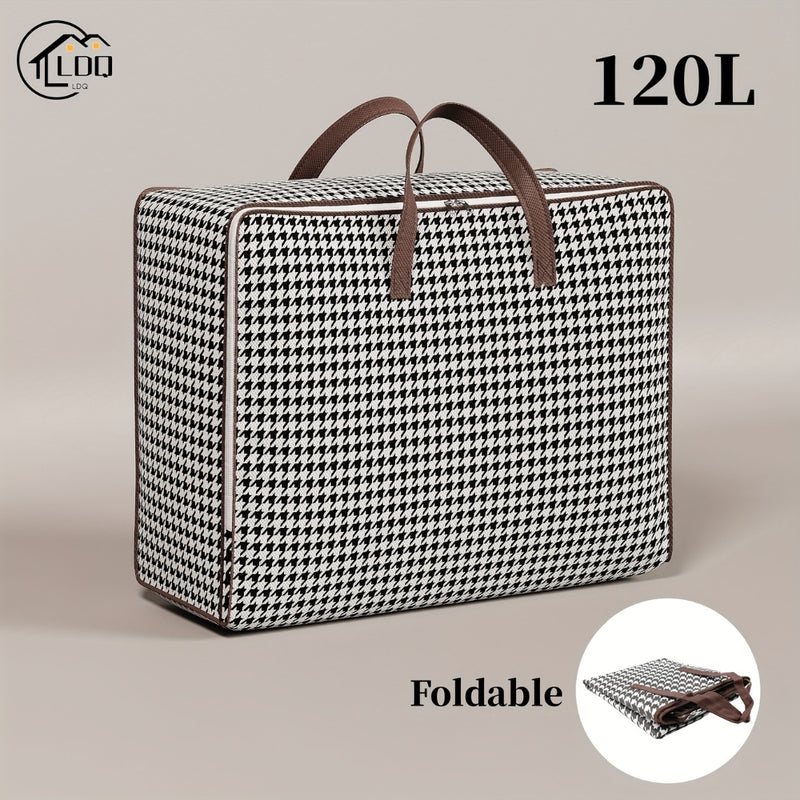 Durable Large Capacity Houndstooth Storage Suitcase