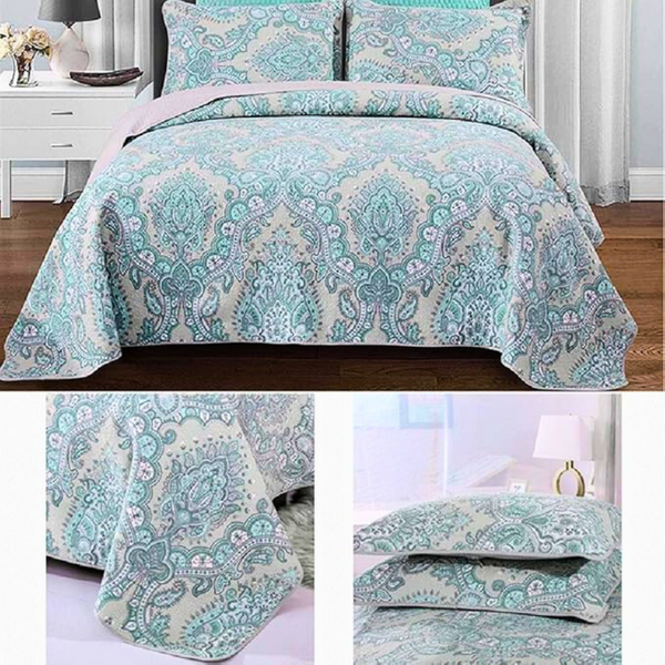 Paisley Aqua Teal Coverlet Set