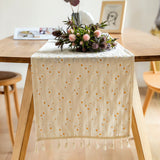 Playful Daisy Embroidered Boho Table Runner