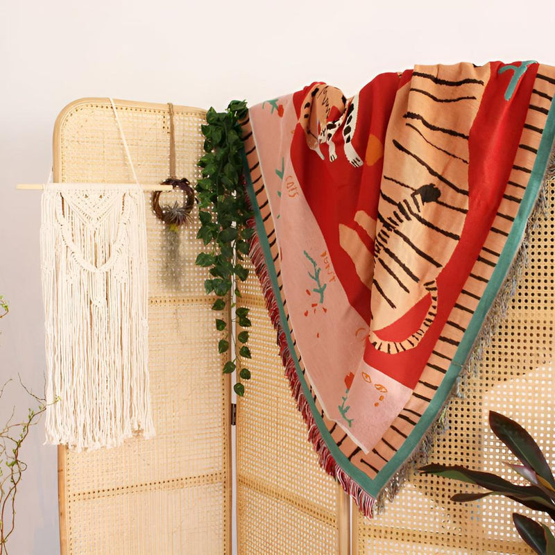 Leopard Woven Tassel Blanket