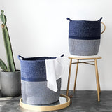 Blue Cotton Rope Laundry Basket