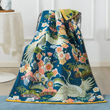 Lush Flower Cranes Bath Towel