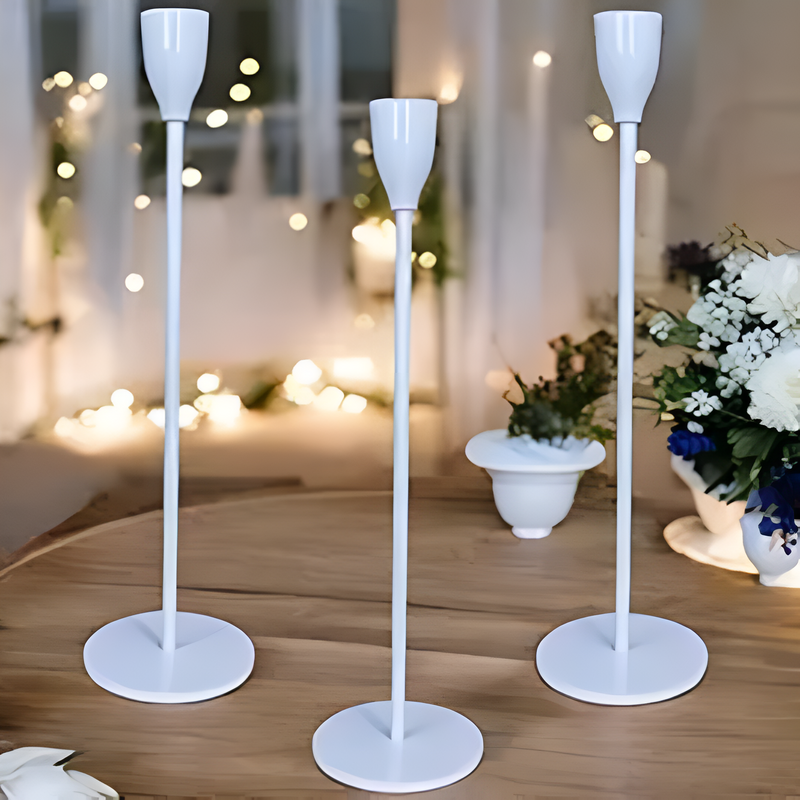 Sleek Metallic Candle Holders | 3 Pcs Set