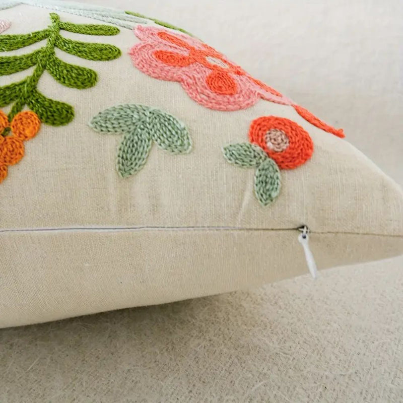 Ethereal Embroidery Floral Cushion Cover