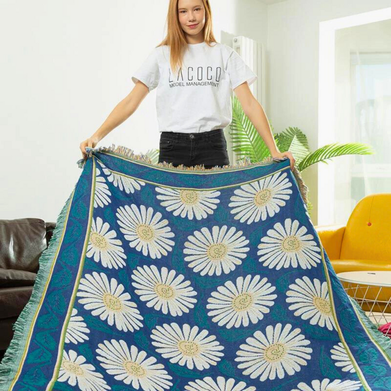 Bohemian Shiragiku Tassel Cotton Knit Blanket