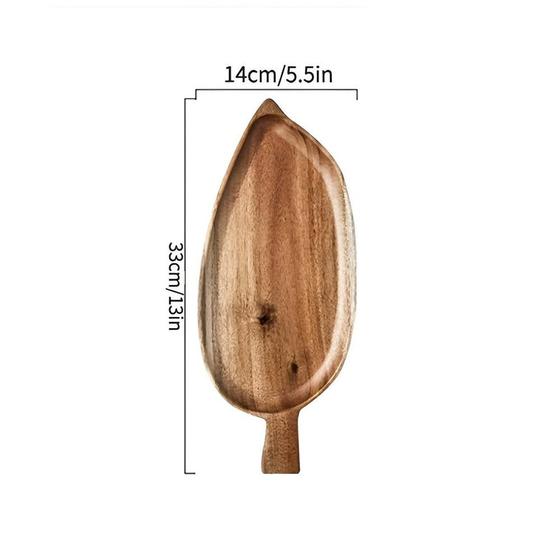 Leaf-Shaped Wooden Serving Plate