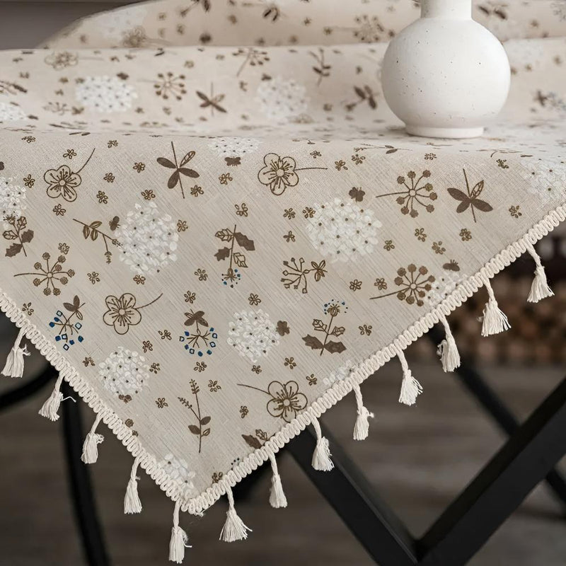 Dandelion Beige Tassel Tablecloth