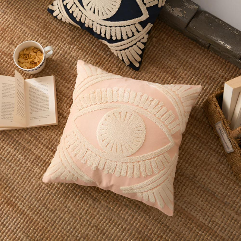 Boho Eye Embroidered Cushion Cover