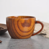 Rustic Natural Wooden Tea Cups with Handle (2PCS)